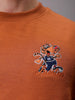 Men's Beige Relaxed Fit Placement Printed Crewneck Sweatshirt
