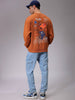 Men's Beige Relaxed Fit Placement Printed Crewneck Sweatshirt