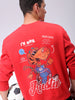 Men's Red Relaxed Fit Back Printed Overhead-Crewneck Sweatshirt