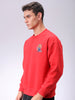 Men's Red Relaxed Fit Back Printed Overhead-Crewneck Sweatshirt