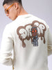 Men's Chalk Regular Fit Back Printed Overhead-Crewneck Sweatshirt