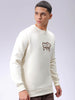 Men's Chalk Regular Fit Back Printed Overhead-Crewneck Sweatshirt