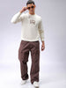Men's Chalk Regular Fit Back Printed Overhead-Crewneck Sweatshirt