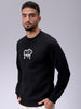 Men's Black Regular Fit Back Printed Overhead-Crewneck Sweatshirt