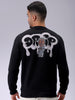 Men's Black Regular Fit Back Printed Overhead-Crewneck Sweatshirt