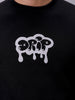 Men's Black Regular Fit Back Printed Overhead-Crewneck Sweatshirt