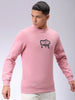 Men's Pink Regular Fit Back Printed Overhead-Crewneck Sweatshirt