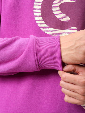 Men's Purple Regular Fit Placement Printed Overhead Crewneck Sweatshirt