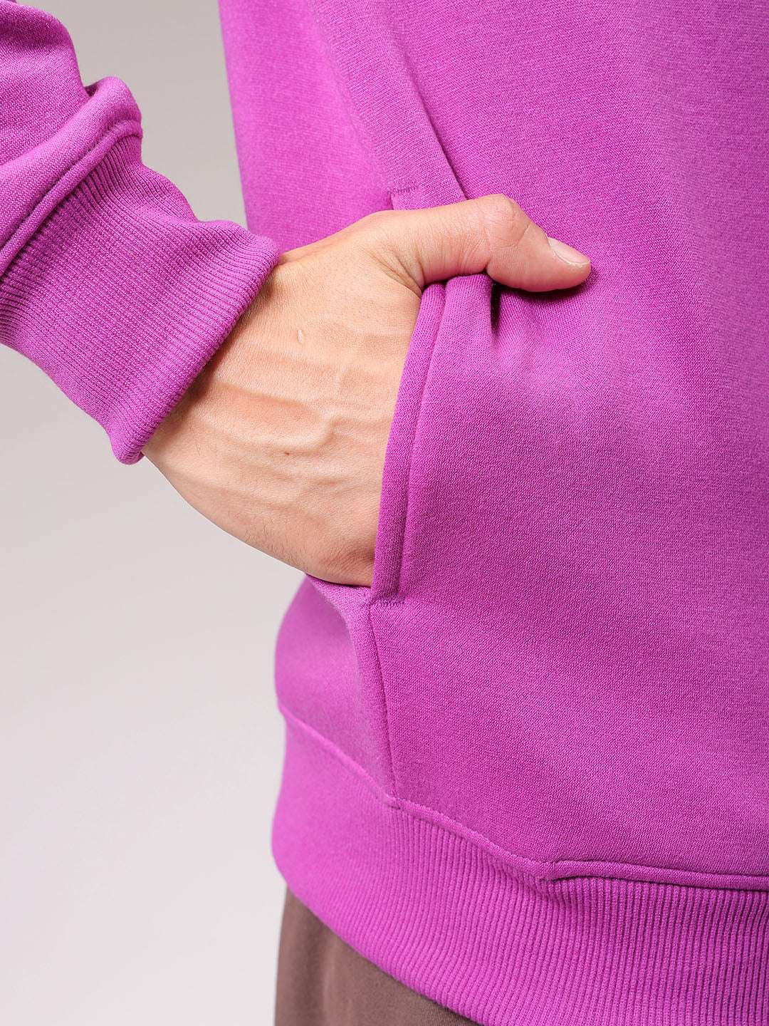 Men's Purple Regular Fit Placement Printed Overhead Crewneck Sweatshirt