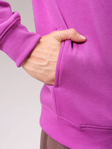 Men's Purple Regular Fit Placement Printed Overhead Crewneck Sweatshirt