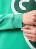 Men's Green Regular Fit Placement Printed Overhead Crewneck Sweatshirt