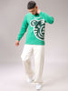 Men's Green Regular Fit Placement Printed Overhead Crewneck Sweatshirt