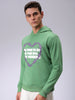 Men's Grey Regular Fit Placement Printed Overhead-Hooded Sweatshirt