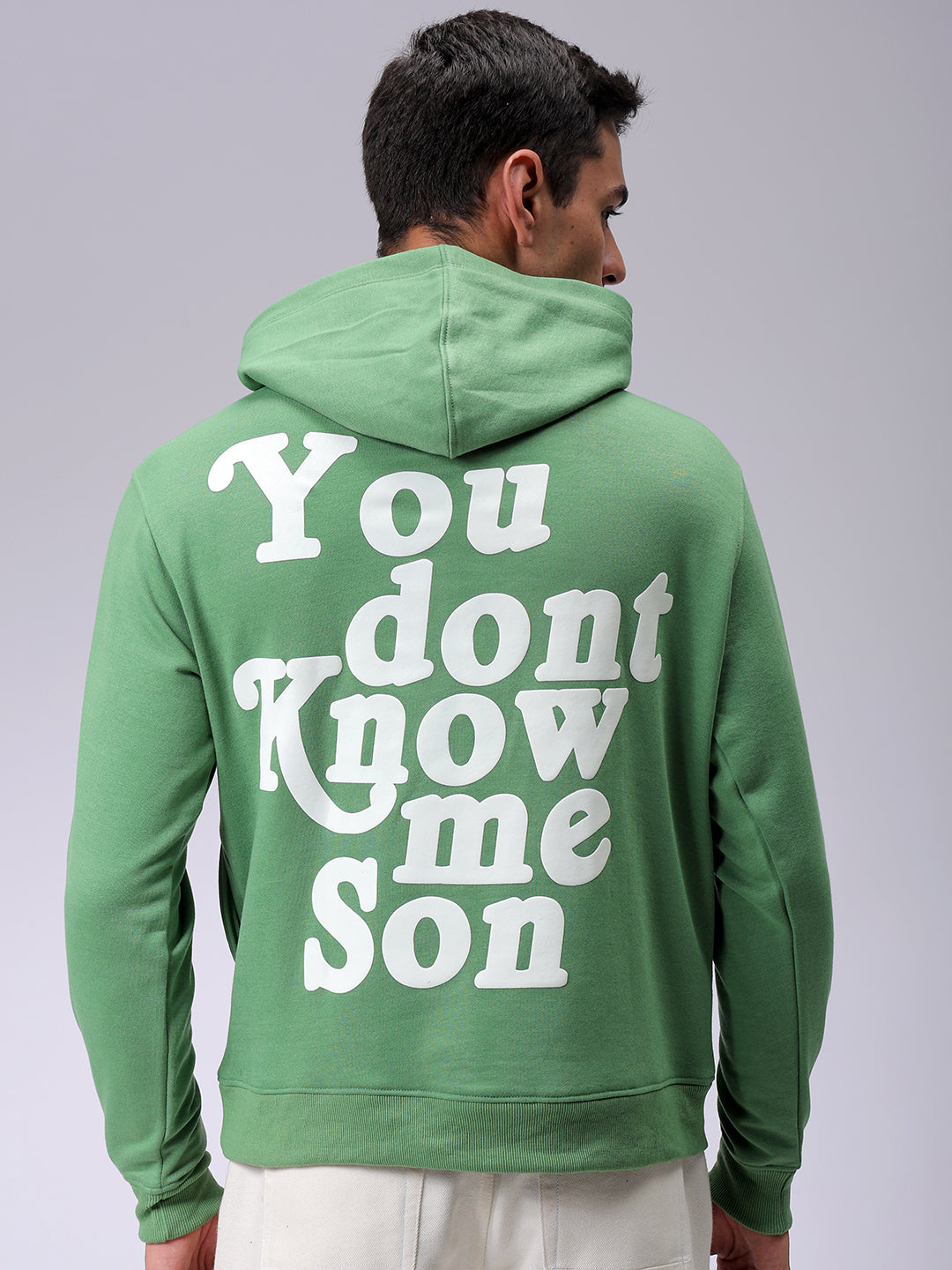 Men's Grey Regular Fit Placement Printed Overhead-Hooded Sweatshirt