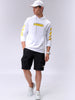 Men's White Regular Fit Placement Printed Overhead-Hooded Sweatshirt