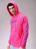 Men's Pink Regular Fit Placement Printed Overhead-Hooded Sweatshirt