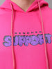 Men's Pink Regular Fit Placement Printed Overhead-Hooded Sweatshirt