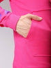 Men's Pink Regular Fit Placement Printed Overhead-Hooded Sweatshirt
