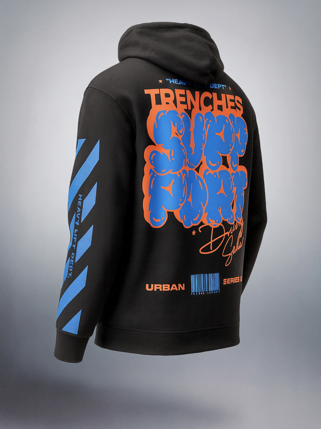 Men's Black Regular Fit Printed Casual Sweat Shirt