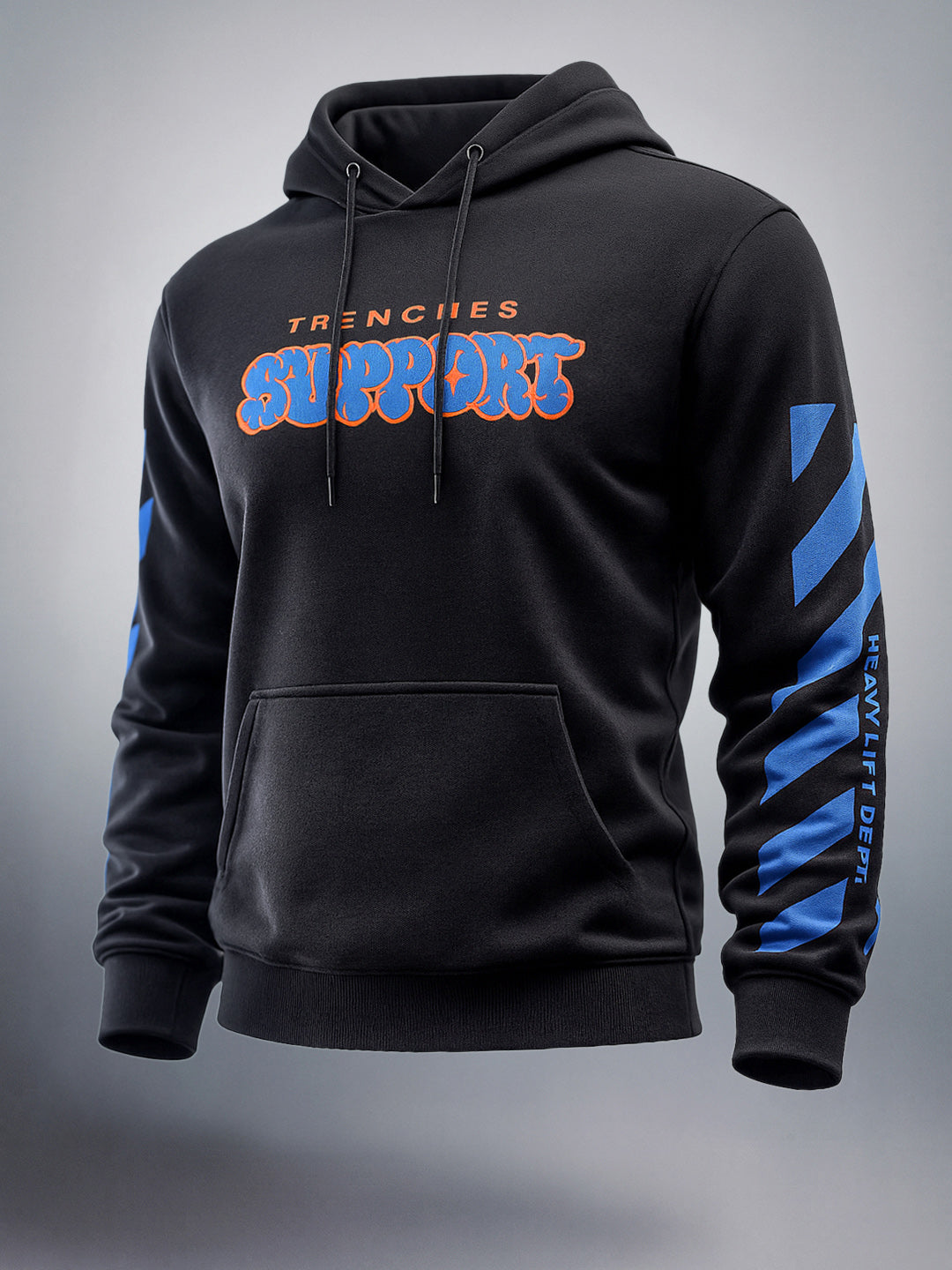 Men's Black Regular Fit Printed Casual Sweat Shirt