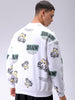 Men's White Relaxed Fit Abstract Printed Overhead-Crewneck Sweatshirt