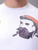 Men's White Regular Fit Placement Printed Overhead-Crewneck Sweatshirt