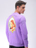 Men's Purple Regular Fit Placement Printed Overhead-Crewneck Sweatshirt