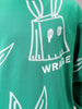 Men's Green Oversized Abstract Printed Overhead Crewneck Sweatshirt