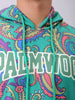 Men's Green Regular Fit Paisley Printed Overhead-Hooded Sweatshirt