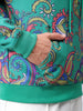 Men's Green Regular Fit Paisley Printed Overhead-Hooded Sweatshirt