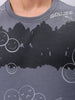Men's Grey Oversized Abstract Printed Overhead-Crewneck Sweatshirt