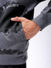 Men's Grey Oversized Abstract Printed Overhead-Crewneck Sweatshirt