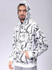 Men's White Relaxed Fit Printed Overhead-Hooded Sweatshirt
