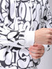 Men's White Relaxed Fit Printed Overhead-Hooded Sweatshirt