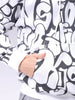 Men's White Relaxed Fit Printed Overhead-Hooded Sweatshirt