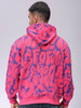 Men's Pink Relaxed Fit Printed Overhead-Hooded Sweatshirt