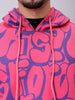 Men's Pink Relaxed Fit Printed Overhead-Hooded Sweatshirt