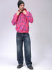 Men's Pink Relaxed Fit Printed Overhead-Hooded Sweatshirt