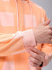 Men's Peach Relaxed Fit Geometric Overhead-Hooded Sweatshirt