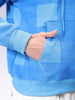 Men's Blue Relaxed Fit Geometric Overhead-Hooded Sweatshirt