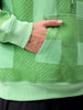 Men's Green Relaxed Fit Geometric Printed Overhead-Hooded Sweatshirt