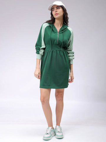 Women's Straight Regular Hooded Sweat Dress