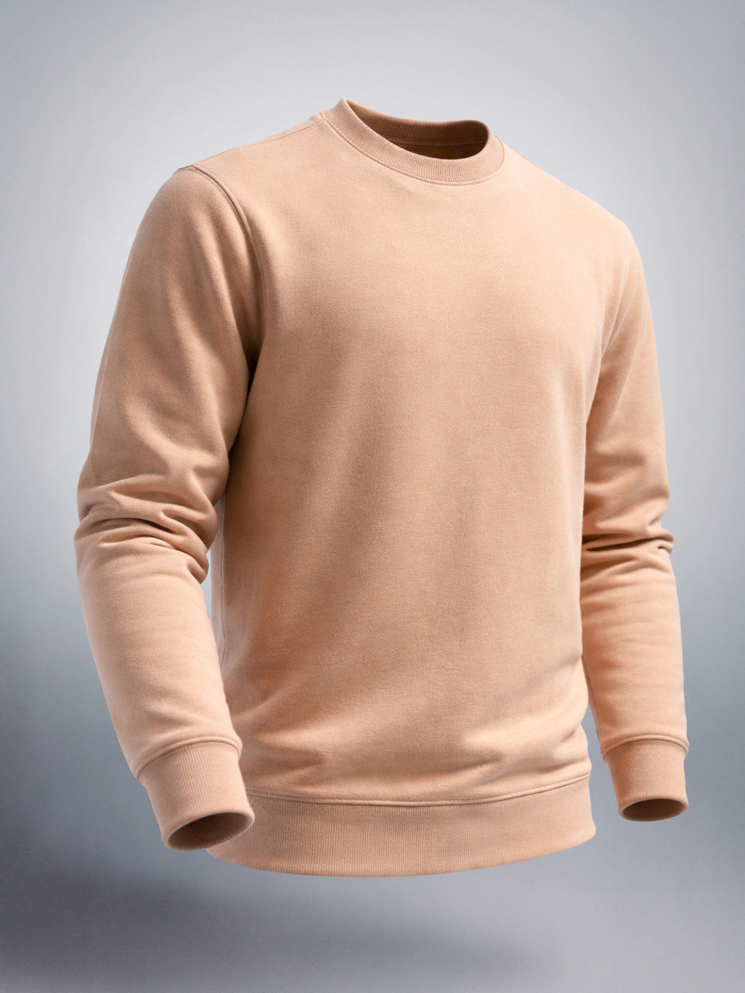 Men's Tan Regular Fit Solid Casual Sweat Shirt