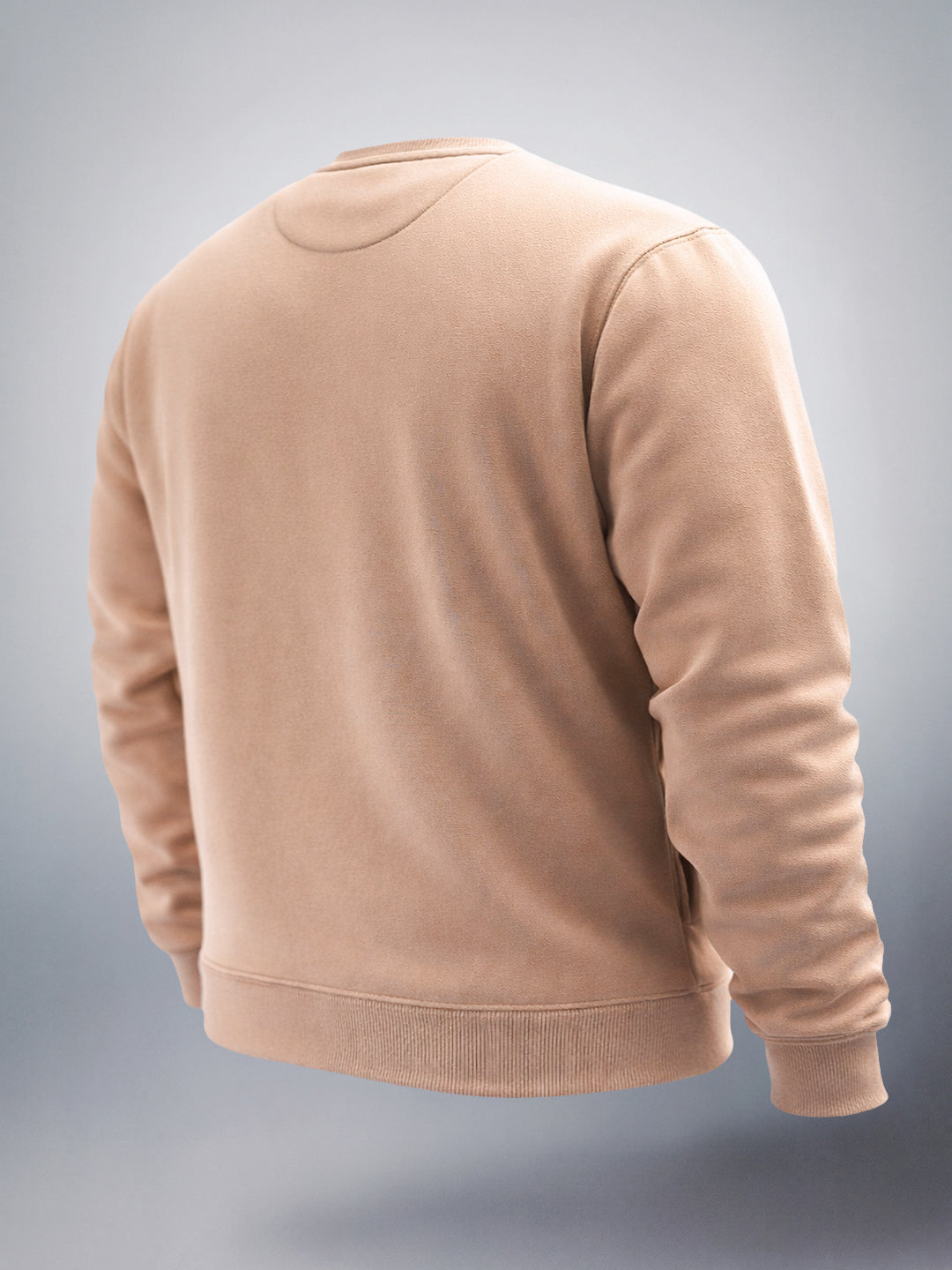 Men's Tan Regular Fit Solid Casual Sweat Shirt