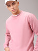 Men's Pink Regular Fit Solid Overhead Crewneck Sweatshirt