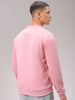Men's Pink Regular Fit Solid Overhead Crewneck Sweatshirt