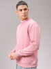 Men's Pink Regular Fit Solid Overhead Crewneck Sweatshirt