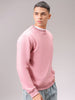 Men's Pink Regular Fit Solid Overhead Crewneck Sweatshirt