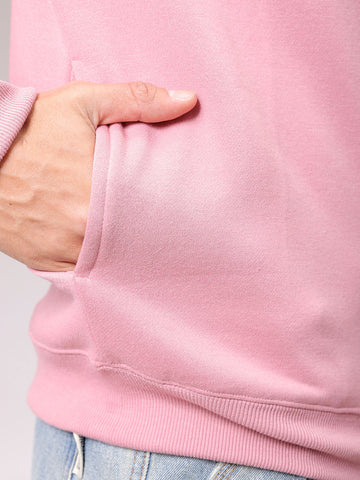 Men's Pink Regular Fit Solid Overhead Crewneck Sweatshirt