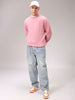 Men's Pink Regular Fit Solid Overhead Crewneck Sweatshirt